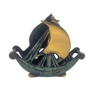 Vintage Nordia Israel Dayagi Cast Metal Nautical Ship Napkin Coaster Holder CL32